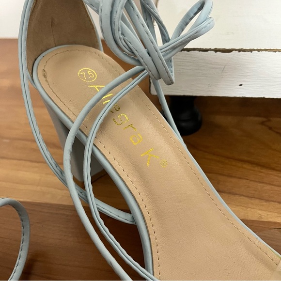 Allegra K Women's Clear Strap Chunky Block Heel Lace Up Sandals Size 7.5 In Blue - Picture 8 of 9